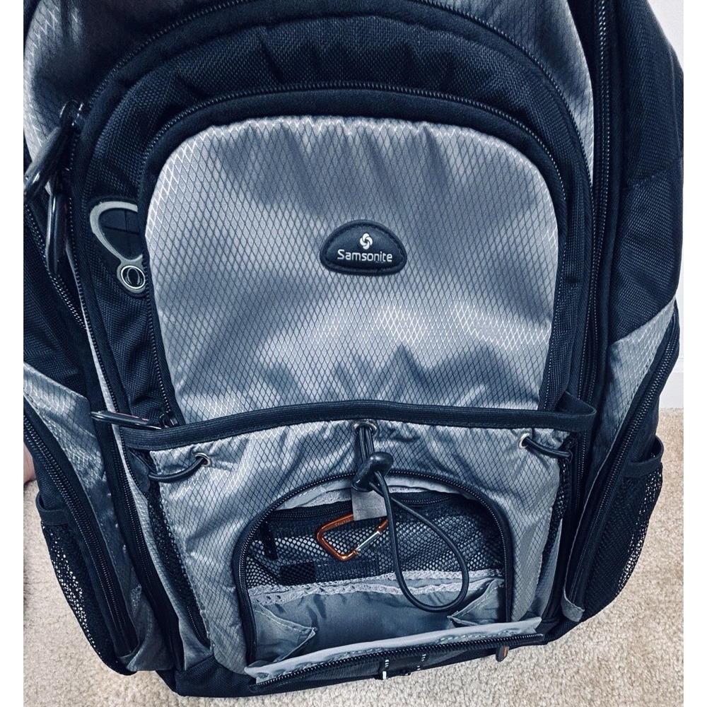 Samsonite Black Gray 17" Sport Backpack 2 Strap Men's Nylon Bag - Picture 7 of 16
